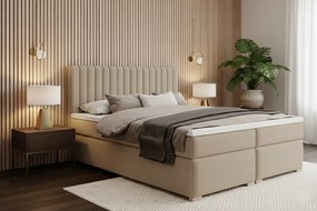 Łóżko kontynentalne Solani 160x200 z pojemnikami - beżowy welur Castel 15