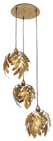 Wisząca lampa vintage antyczne złoto okrągła 3-światłowa - Linden klasyczny/Antyczny Oswietlenie wewnetrzne