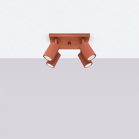 Lampa sufitowa minimalistyczny Gloow, aluminium - 4 źródło światła 4000K - L.25 x H.16.5 cm - ochra czerwona