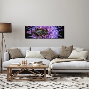 Obraz pszczoły na kwiatku (z zegarem) (90x30 cm)