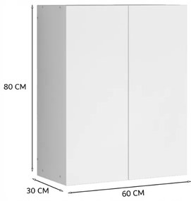Wisząca szafka łazienkowa biała, nowoczesna, z 2 drzwiczkami, montowana na ścianie – 3 półki, 80 cm