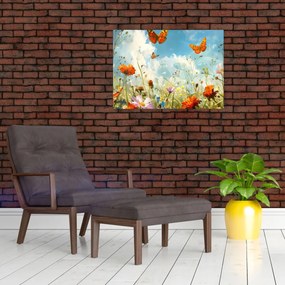 Obraz - Motyle na letniej łące (70x50 cm)