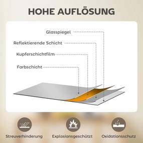 HOMCOM Lustro ścienne, nowoczesny design, 60 x 60 cm, złote | Aosom PL