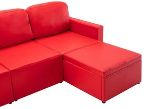 Rozkładana sofa modułowa czerwona - Odi 4Q
