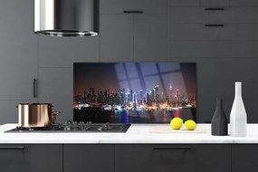 Szkło do Kuchni na Ścianę Miasto Nad Brzegiem Kanału