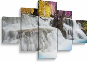 Obraz wodospadu Erawan w lesie (125x70 cm)