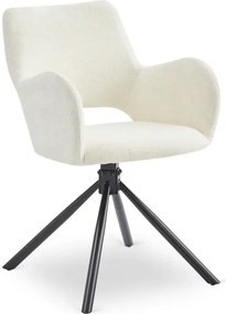 Zestaw Stół Rozkładany Ceramiczny REX 2 180-240 cm Biały Marmur/Orzech i 4 Krzesła FLAV Kremowe