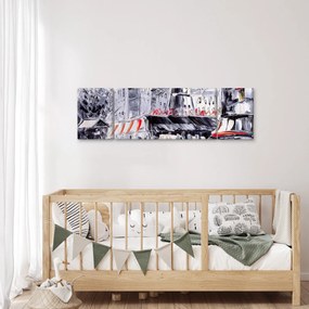 Obraz - Ulica w Paryżu, obraz olejny (170x50 cm)