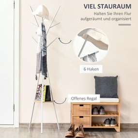 HOMCOM Stojak na Ubrania Metalowy Biały 45x45x180cm Wieszak do Garderoby Przedpokoju | Aosom PL