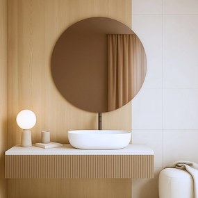 Lustro okrągłe wiszące bezramowe oszlifowane bez oświetlenia MOON | Różne rozmiary | Różne kolory szkła : Kolor - Brąz, Średnica - 120 cm