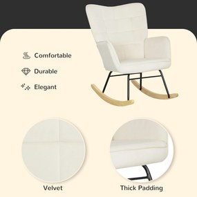 HOMCOM Fotel Bujany, Grube Wypełnienie, Szerokie Oparcie, Drewno Bukowe/Rama Stalowa, do 120 kg, Beżowy