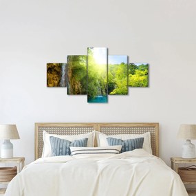 Obraz - wodospady w pralesie (125x70 cm)
