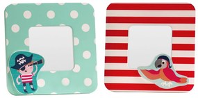 Czerwono-turkusowe drewniane ramki zestaw 2 szt. 12x12 cm Pirate – Premier Housewares