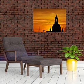Obraz na szkle - kościół o zachodzie słońca (70x50 cm)