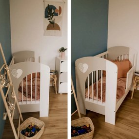 Biało-popielate łóżeczko niemowlęce Nel Serce z wyjmowanymi szczeblami