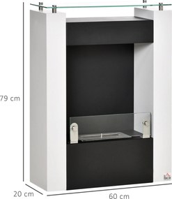Kominek na bioetanol HOMCOM palnik na bioetanol 2000 W 3 h bez dymu czarny+biały | Aosom.pl