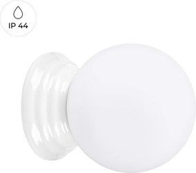 Lampa ścienna minimalistyczny Zori, ceramika szkliwiona/szkło - 1 źródło - L.12 x H.12 cm - biały