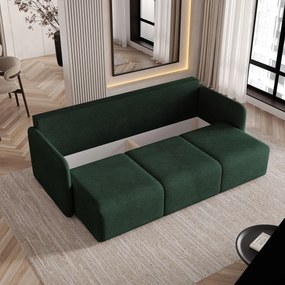 Masseno Sofa SUVI III z funkcją spania i pojemnikiem na pościel, Rozkładana sofa - Zielony, NEVE 37