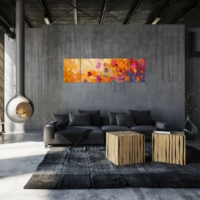 Obraz - Malowanie kolorowych kwiatów (170x50 cm)
