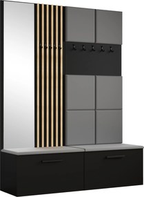 Masseno Garderoba MODULO 161,2/204/40 cm do Przedpokoju Nowoczesna Czarna