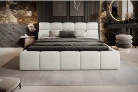 Łóżko GIULIA tapicerowane z pojemnikiem na pościel kolor Kremowy WERSAL