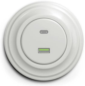 Kliklap - Retro gniazdo USB A+C z ramką, białe