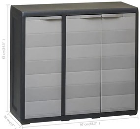 Trzydrzwiowa szafka balkonowa gospodarcza czarny + szary - Kendall 4X