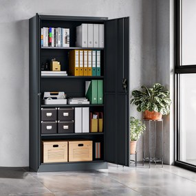 Biurowa szafa metalowa JAN, 900 x 1850 x 400 mm, Smart: antracytowa