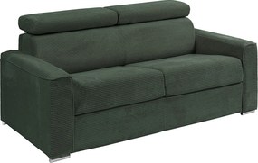 Kanapa 3 osobowa rozkładana typu express z zielonego sztruksu - Miejsce do spania z szerokimi listewkami 140 cm - Materac 18 cm - VIZIR