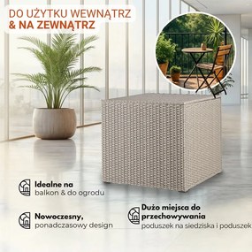 Polirattanowy pojemnik na schowek RICCO, 318L, 75x75x70 cm, kremowa Casaria