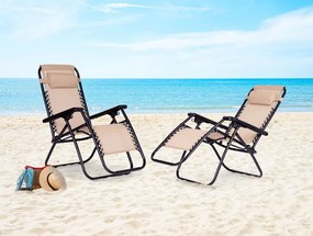 Składany leżak ogrodowy, tarasowy Rimini 009, beżowy