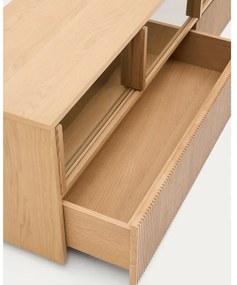 Szafka pod TV w dekorze dębu w naturalnym kolorze 200x54x40 cm Helvine – Kave Home