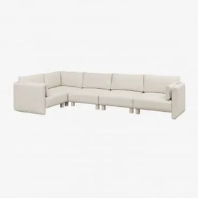 5-częściowa Sofa Modułowa Narożna Lewa Z Tkaniny Bouclé Artemisa Tkanina Bouclé W Kolorze Kremowo-beżowym - Sklum