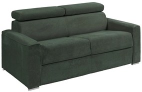 Kanapa 4 osobowa rozkładana typu express z zielonego sztruksu - Miejsce do spania 160 cm - Materac 22 cm - VIZIR
