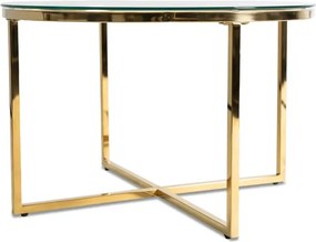 Stolik Kawowy Szklany FLIP 70 cm ze Złotymi Nogami Nowoczesny Glamour