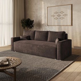 Masseno Sofa MENI z funkcją spania i pojemnikiem na pościel, Rozkładana sofa - Brązowy, LUMO 40