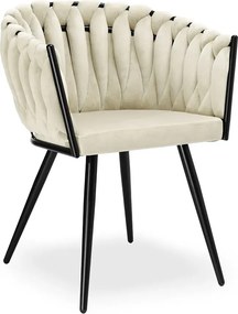 Welurowe plecione krzesło w stylu glamour W9-D95