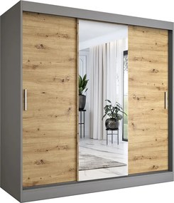 Szafa przesuwna antracyt + dąb artisan 200 cm P9-W36