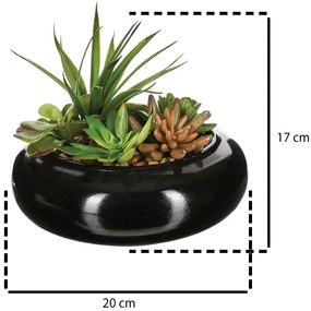 Sztuczne kwiaty w doniczce, Ø 20 cm, kompozycja sukulentów