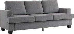 HOMCOM 3-osobowa sofa, sofa do salonu dla 3 osób, pokrycie z tkaniny, stalowa rama, tapicerowana sofa, Szary