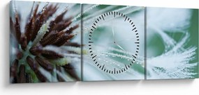 Obraz - Detal kwiatu (z zegarem) (90x30 cm)