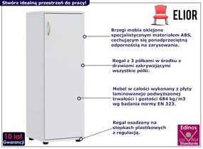 Biały regał biurowy z drzwiczkami z 3 półkami - Lepus