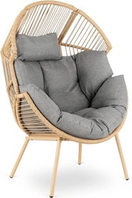 Fotel Ogrodowy CEZARE Wypoczynkowy Kokon Szary Nowoczesny Boho