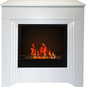 Biokominek stojący BELLINI z białego drewna, wyprodukowany we Włoszech, dł. 96 x gł. 35 x wys. 96