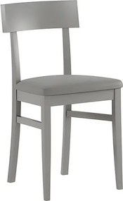 Komplet 2 jasnoszarych krzeseł do salonu "Siena" z lakierowanego drewna, tapicerowanych w nowoczesnym stylu, 44x45 cm, wysokość 82 cm.