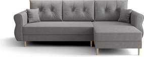 Rozkładana narożna sofa SILVIANO 230x140 cm, szara, uniwersalna