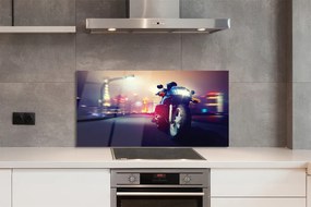 Szkło do Kuchni na Ścianę Motocykl w Miejskiej Scenerii