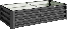 Outsunny Podwyższona Grządka Odporna na Warunki Atmosferyczne z Ocynkowanej Stali z Otwartą Podłogą 120x60x30.5cm Szara | Aosom PL