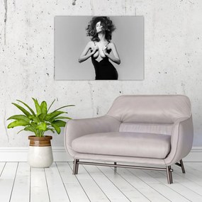 Obraz kobiety w czarnej sukience (70x50 cm)