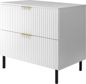 Szafka pod umywalkę, Biały 80 x 77 x 46 cm uchwyt złoty nogi czarne + Blat